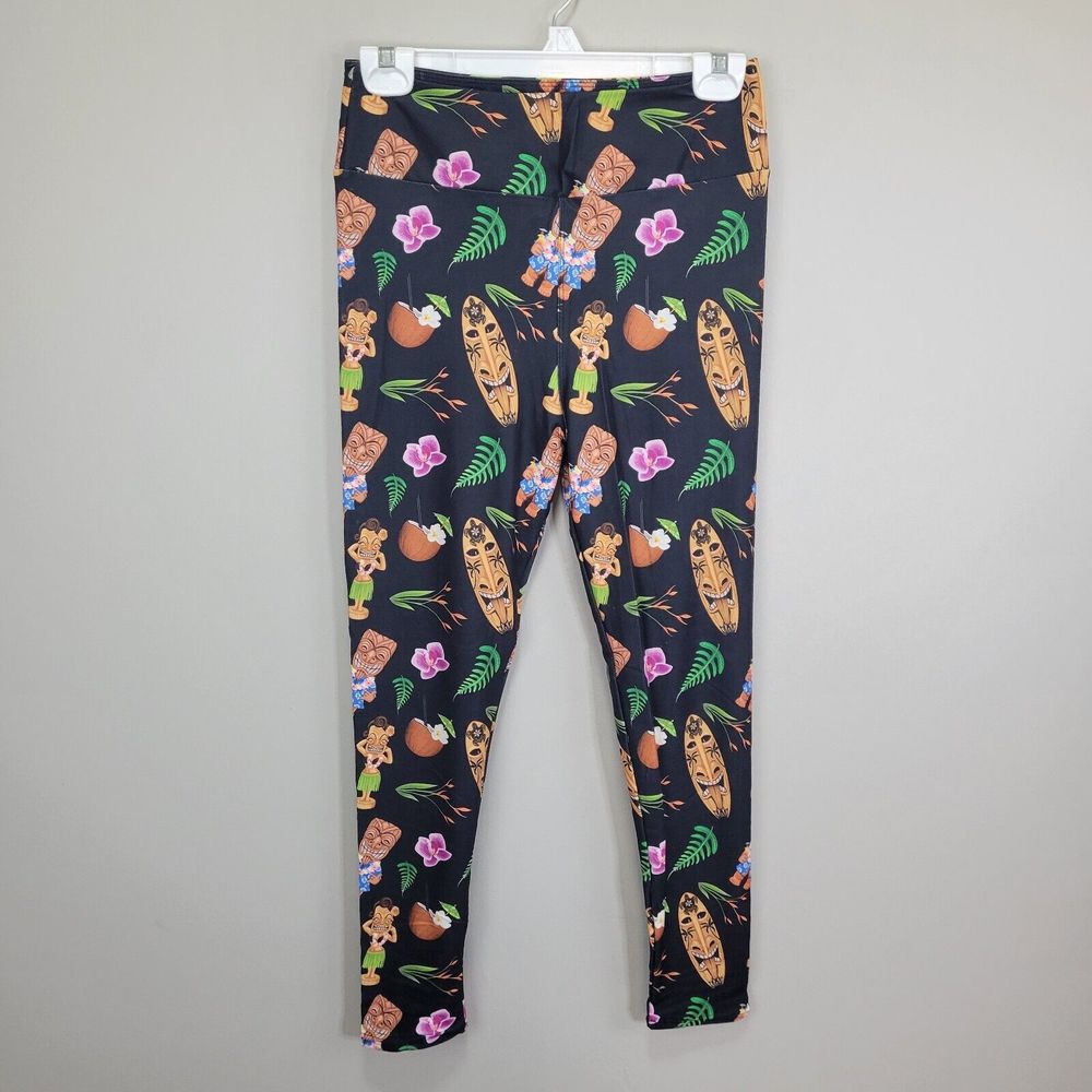 Pacific Island Themed Polyester Spandex Ankle Leggings One Size Fits All